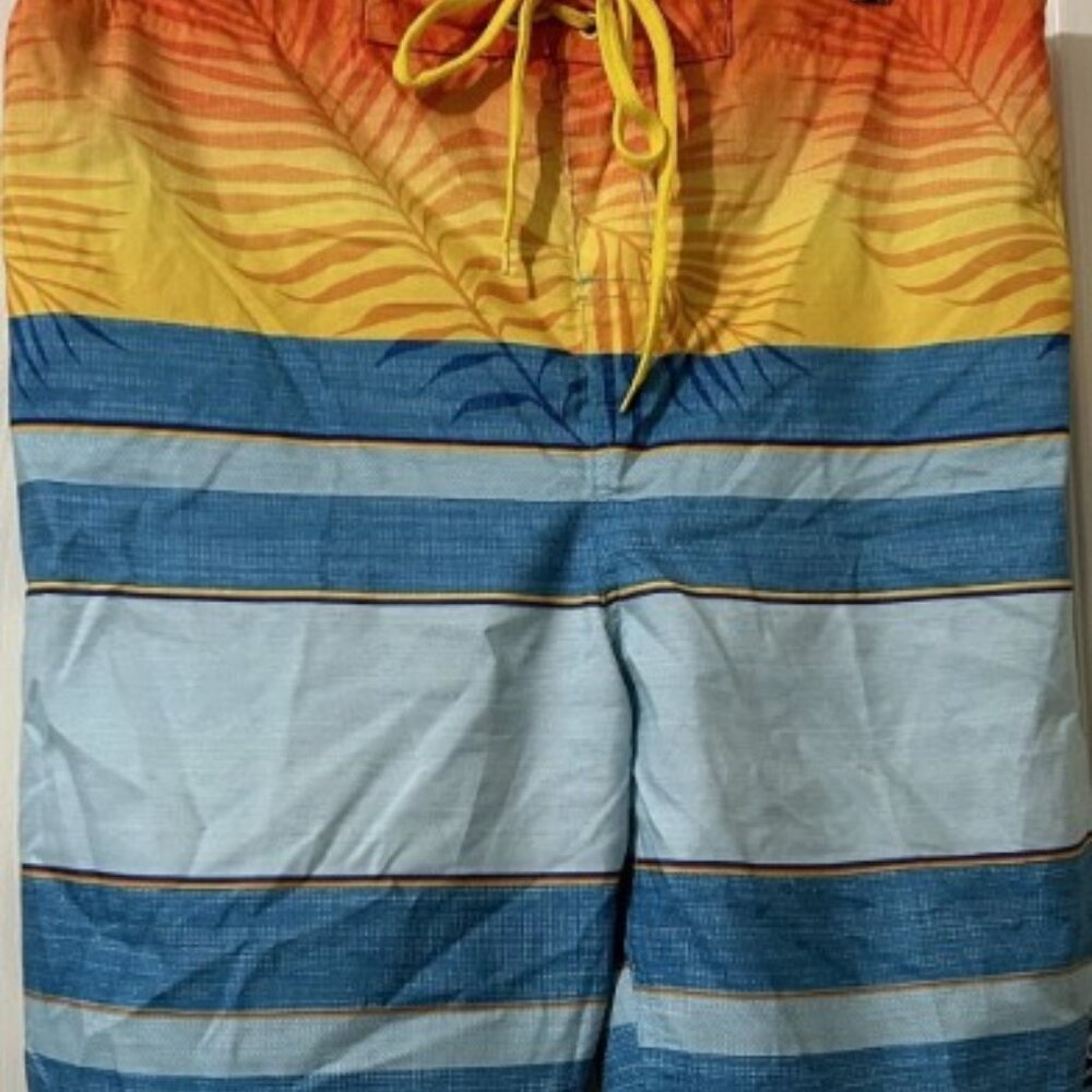 Laguna‎ Men's Swim Trunks LM59311 Multicolor Palm Leaf Pattern Large Pre-owned
